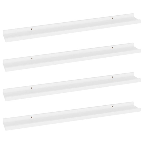 vidaXL Wall Shelf Set of 4 White MDF Medium Wall mounting Wall Shelf