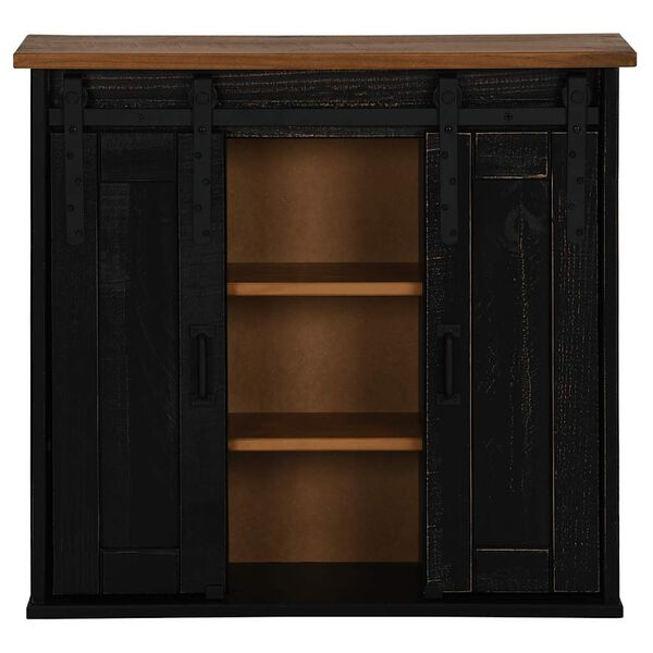 vidaXL Hanging Cabinet Black Solid Pine Wood, Metal Medium
