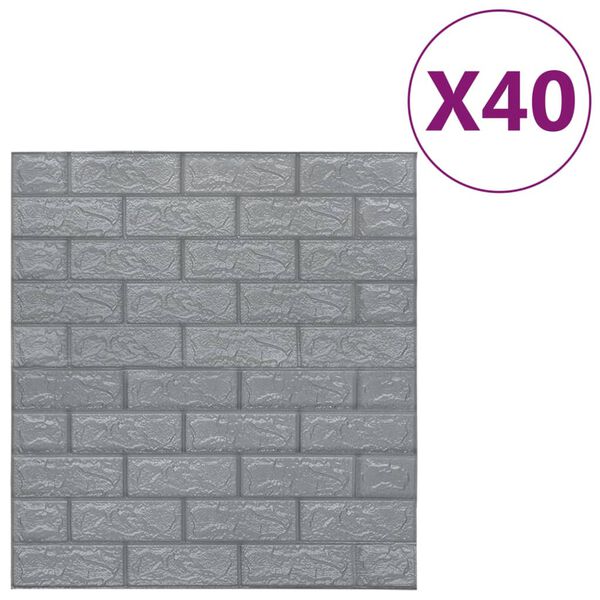 vidaXL Wallpaper Set of 40 Anthracite PE foam Large Wallpaper