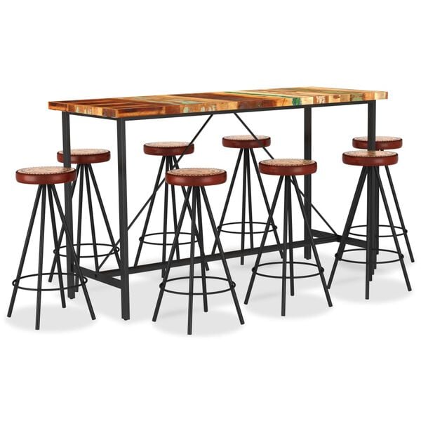 vidaXL Bar Set Brown Reclaimed wood Large Industrial Bar Set