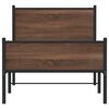 vidaXL Bed Frame Brown oak Steel, engineered wood Twin Bed Frame