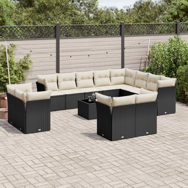 vidaXL Garden Sofa Set Black