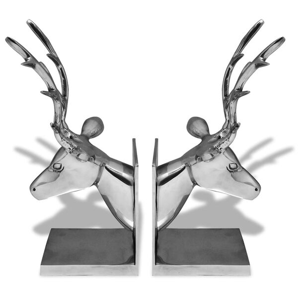 vidaXL Bookend Silver Aluminum Medium Decorative Inlays Bookend