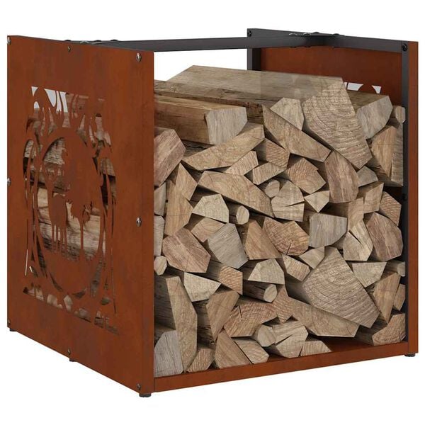 vidaXL Firewood Rack 15.7x15.7x15.7" Weathering Steel