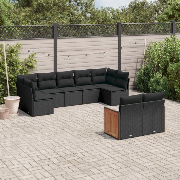 vidaXL Garden Sofa Set Black