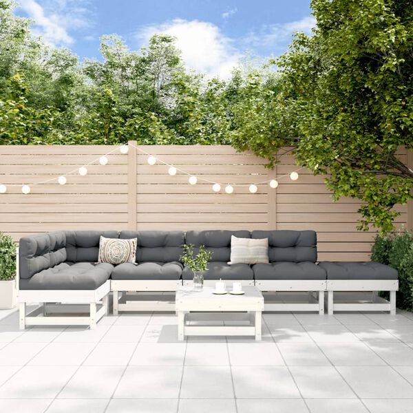 vidaXL Garden Lounge Set White Solid Pine Wood Large Modular