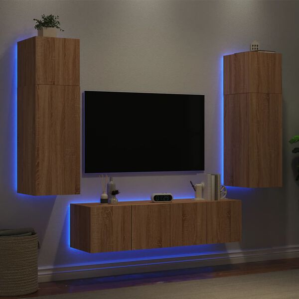 vidaXL TV Wall Unit Sonoma Oak Engineered Wood Medium TV Wall Unit