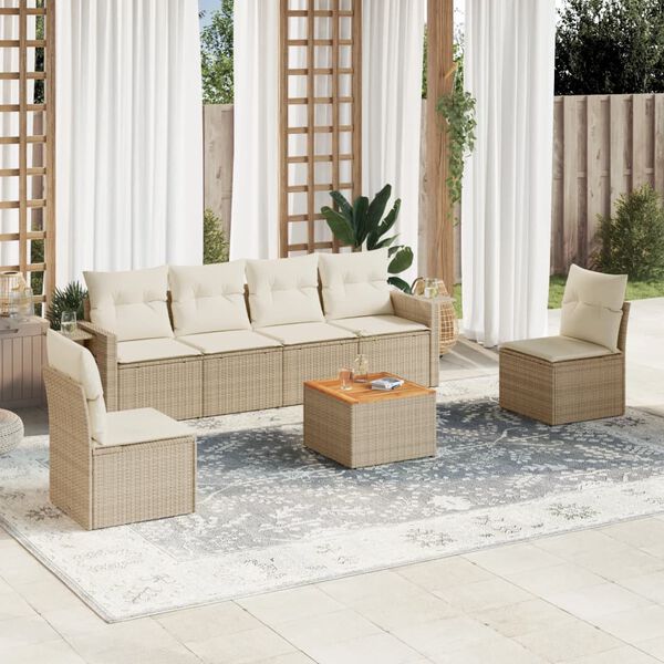vidaXL Garden Sofa Set Beige, Cream white
