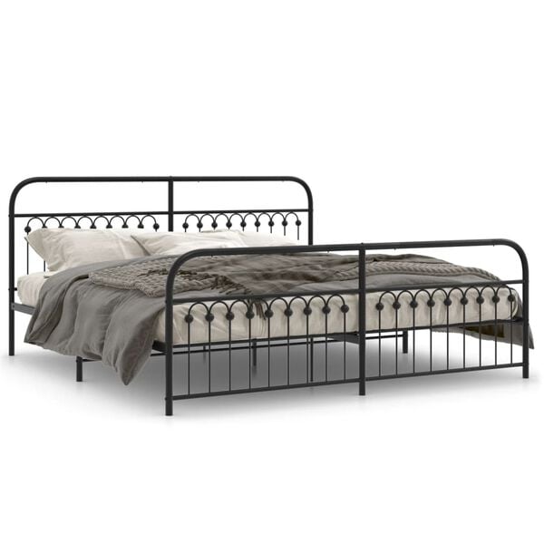 vidaXL Bed Frame Black Steel Full Bed Frame Rectangular Modern