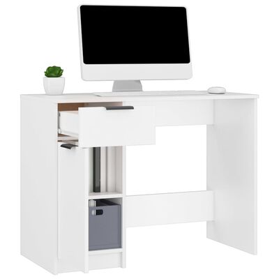 vidaXL Desk White 39.4"x19.7"x29.5" Engineered Wood