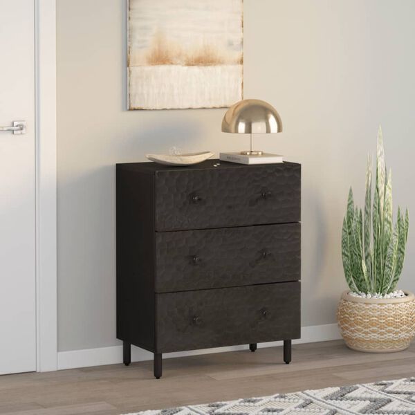 vidaXL Side Cabinet Black Solid mango wood, iron Medium Side Cabinet