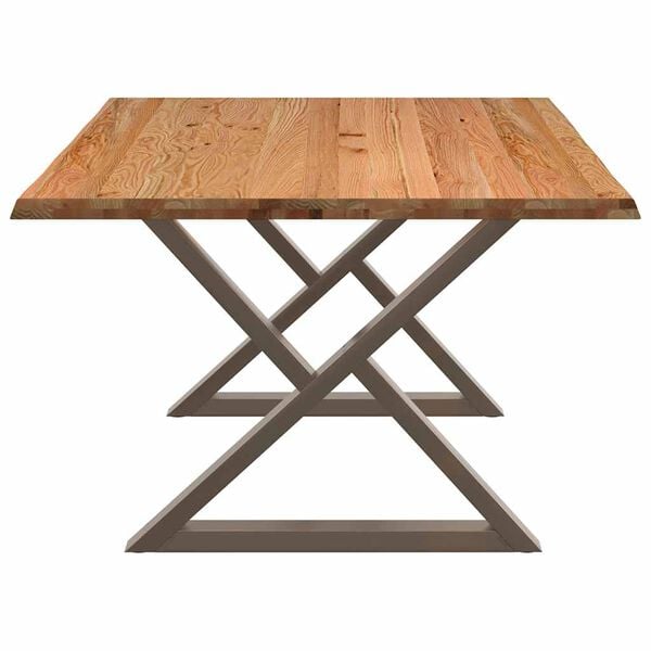 vidaXL Dining Table Light brown Solid oak wood, powder-coated steel Large