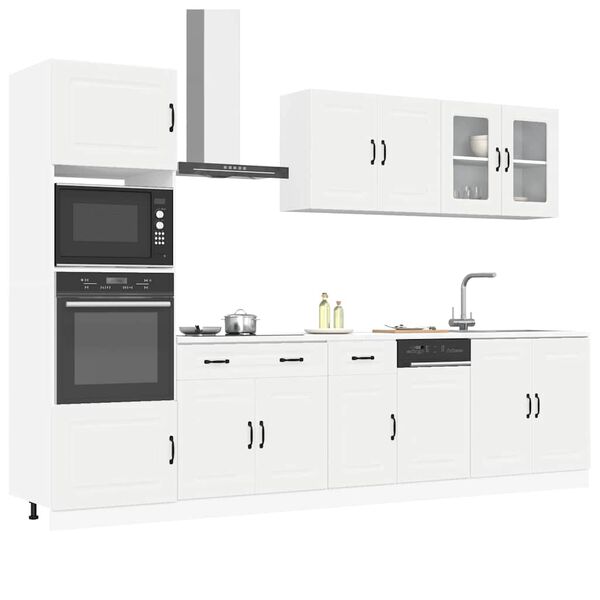 vidaXL Kitchen Cabinet Set White Engineered wood and glass Large