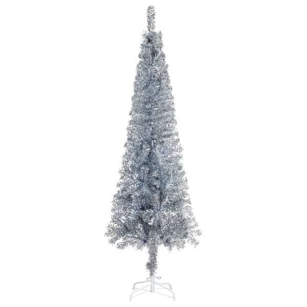 vidaXL Slim Christmas Tree Silver 5 ft