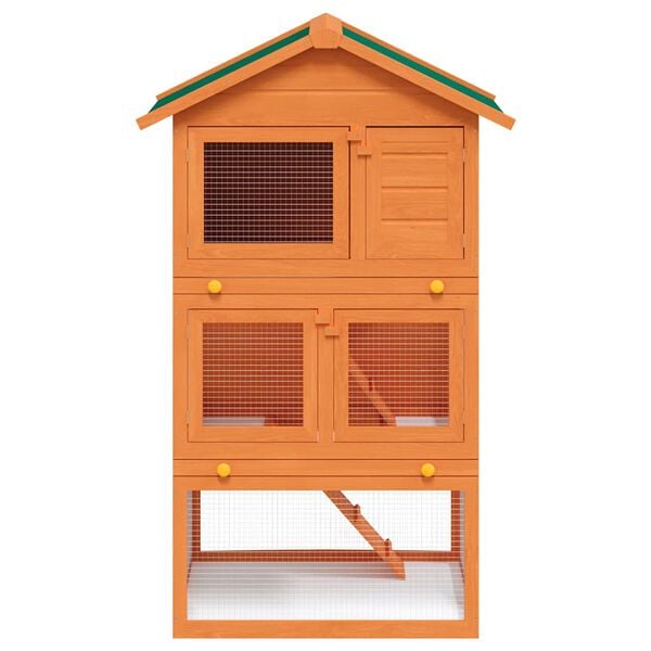 vidaXL Rabbit Hutch Brown Pine Wood Large Durable Rabbit Hutch
