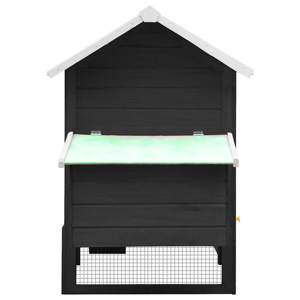 vidaXL Rabbit Hutch Grey, Green Solid pine wood, Fir wood, Iron wire mesh