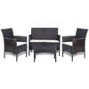 vidaXL Outdoor Furniture Set Black and Cream White PE rattan