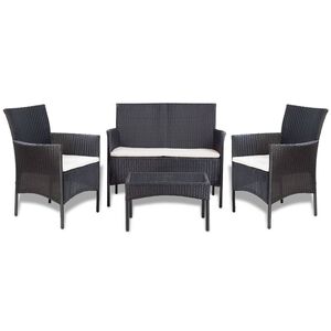 vidaXL Outdoor Furniture Set Black and Cream White PE rattan