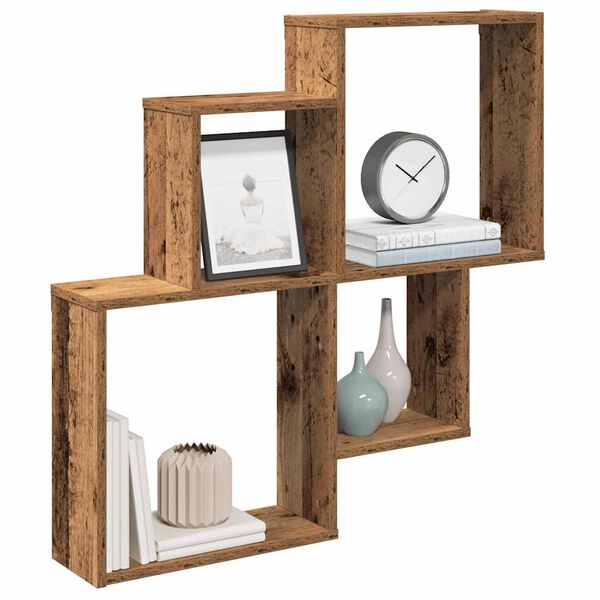 vidaXL Wall Shelf Old Wood Engineered Wood 31.5 x 5.9 x 30.9 in