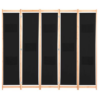 vidaXL 5-Panel Room Divider Black 78.7"x66.9"x1.6" Fabric