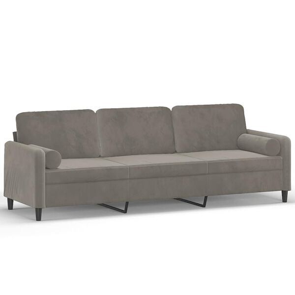 vidaXL 3-Seater Sofa with Pillows&Cushions Light Gray 82.7" Velvet