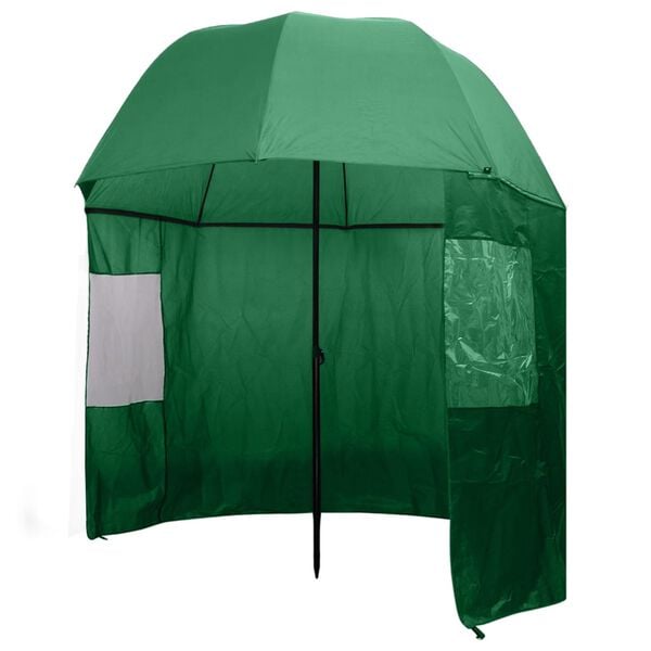 vidaXL Fishing Umbrella Dark Green 170T polyester with PA coating Large