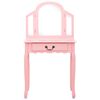 vidaXL Dressing Table with Stool Pink 25.6x14.2x50.4" Paulownia Wood MDF