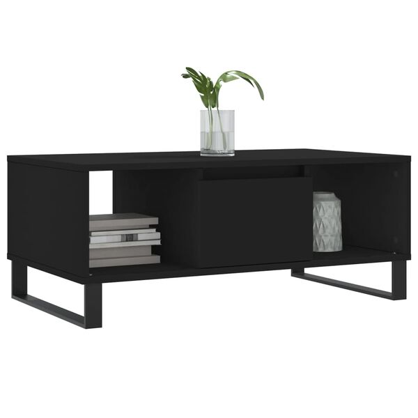 vidaXL Coffee Table Black Engineered wood and metal Medium Coffee Table