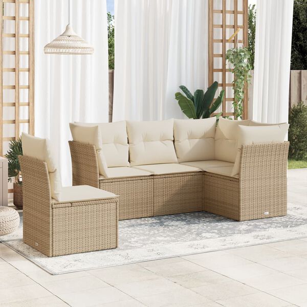 vidaXL Garden Sofa Set Beige, Cream White
