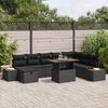 vidaXL Garden Sofa Set Height-Adjustable 9 pcs Black poly rattan