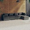 vidaXL Garden Lounge Set Grey PE rattan, powder-coated steel, plastic
