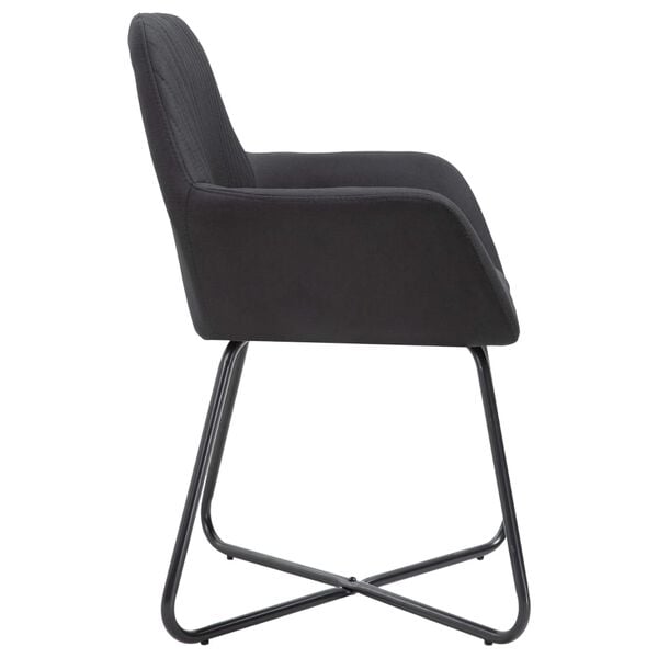 vidaXL Dining Chair Set of 2 Black Fabric and powder-coated steel