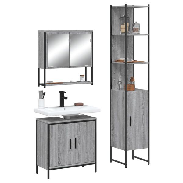 vidaXL Bathroom Furniture Set Grey Sonoma