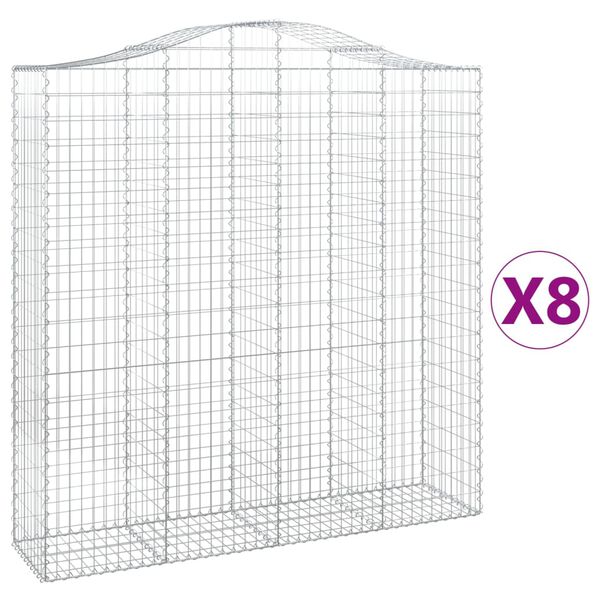 vidaXL Arched Gabion Baskets 8 pcs 78.7x19.7x200/220" Galvanised Iron