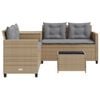 vidaXL Patio Sofa with Table and Cushions L-Shaped Beige Poly Rattan