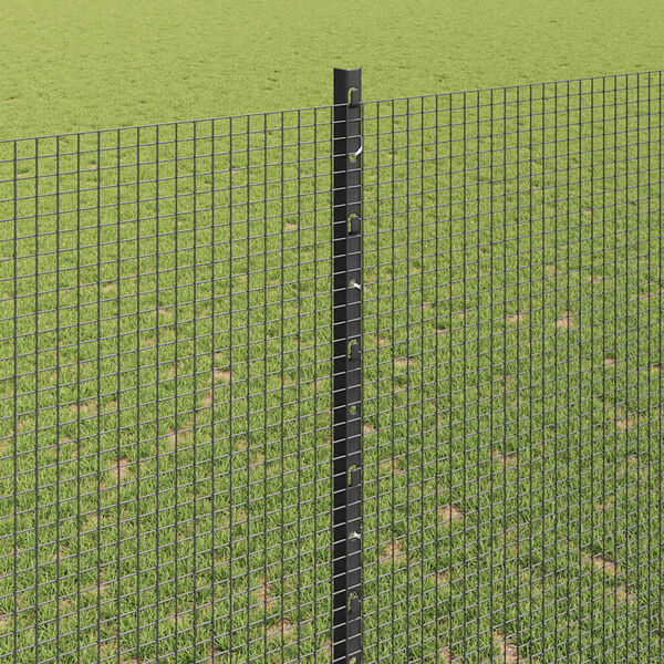 vidaXL Fence with Post Grey 4.59 x 32.81 ft Steel and PVC