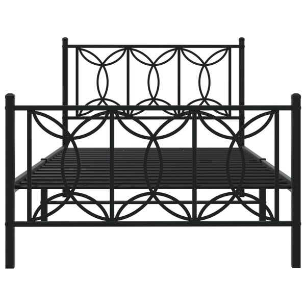 vidaXL Bed Frame Black Steel Twin Bed Frame Rectangular Modern