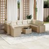 vidaXL Garden Sofa Set Beige PE rattan, powder-coated steel, tempered glass