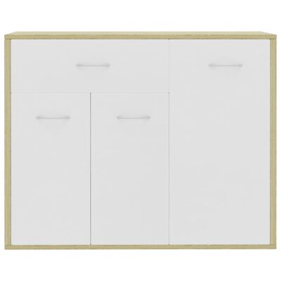 vidaXL Sideboard White and Sonoma Oak 34.6"x11.8"x27.6" Engineered Wood