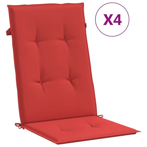 vidaXL Highback Chair Cushion Set of 4 Red 100% Polyester