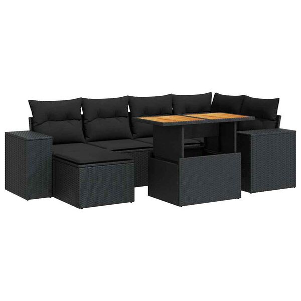 vidaXL Garden Sofa Set Black