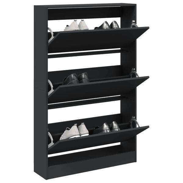 vidaXL Shoe Cabinet Black 31.5"x8.3"x49.4" Engineered Wood