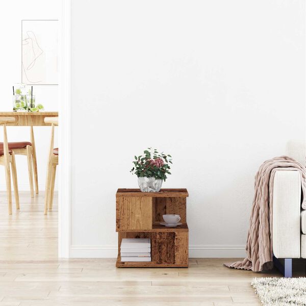 vidaXL Side Table with Shelf Old Wood 30 x 30 x 55 cm Engineered Wood