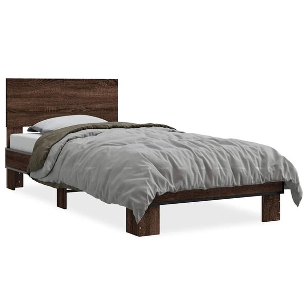 vidaXL Bed Frame Brown Oak Engineered wood Single Modern Bed Frame