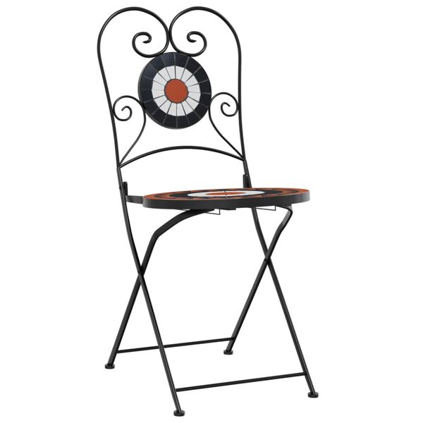 vidaXL Mosaic Bistro Set Terracotta and White Powder-coated iron and ceramic
