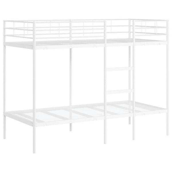 vidaXL Bunk Bed White Steel, mesh fabric Twin Bunk Bed Rectangular