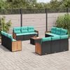 vidaXL 13 Piece Patio Sofa Set with Cushions Black Poly Rattan