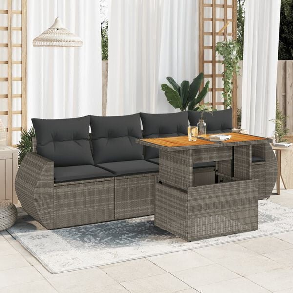 vidaXL Garden Sofa Set Grey