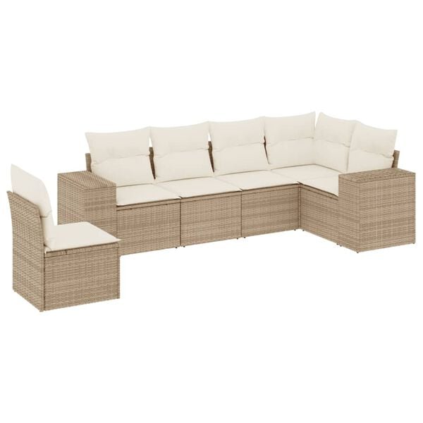 vidaXL Garden Sofa Set Beige PE rattan, Powder-Coated Steel Large