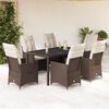 vidaXL 7 Piece Patio Dining Set with Cushions Brown Poly Rattan